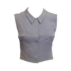 Chanel Dove Grey Sleeveless Cropped Blouse