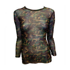 Jean Paul Gaultier Green and Brown Camouflage Mesh Shirt