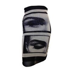 Jean Paul Gaultier Black and White Mesh Skirt with Eyes