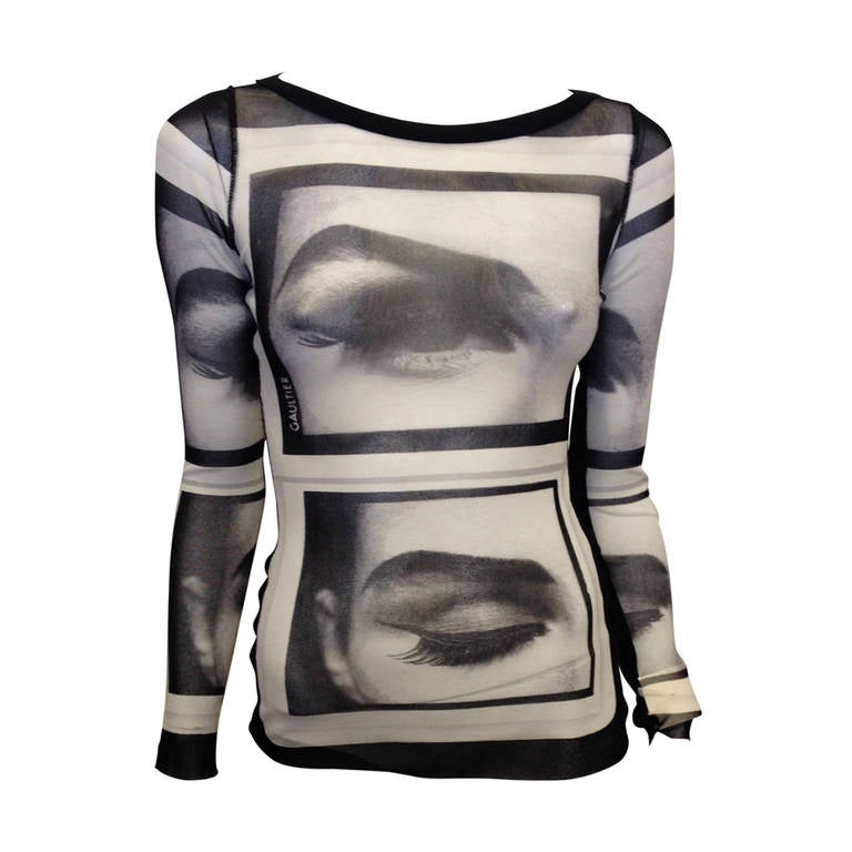 Jean Paul Gaultier Black and White Mesh Top with Eyes