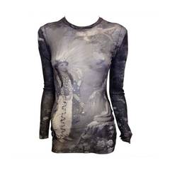 Jean Paul Gaultier Grey Mesh Top with Angel