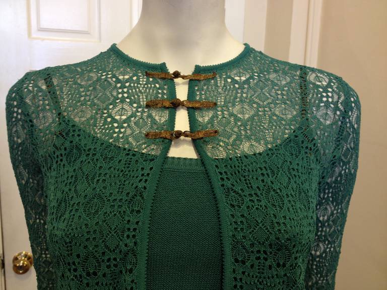 Christian Dior Teal Lace Twinset In Excellent Condition In San Francisco, CA