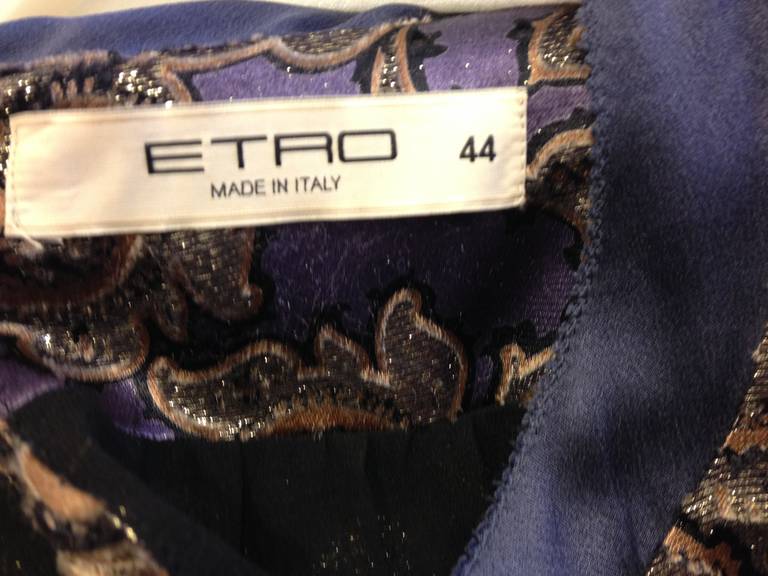 Etro Lilac and Gold Paisley Satin Dress 3