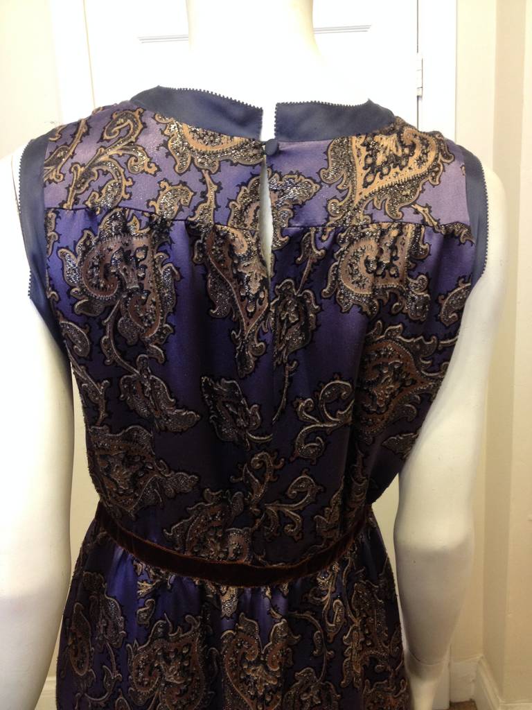 Etro Lilac and Gold Paisley Satin Dress 1