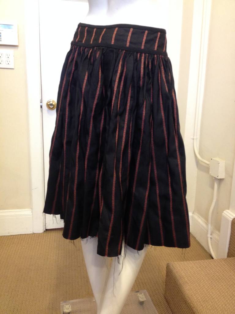 Dries Van Noten Black and Red Striped Flared Skirt In New Condition In San Francisco, CA