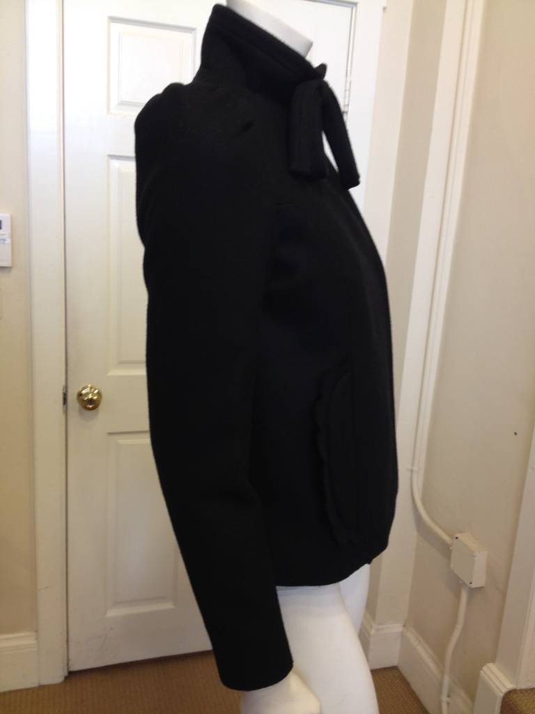 Miu Miu Black Wool Jacket with Bow In Excellent Condition In San Francisco, CA