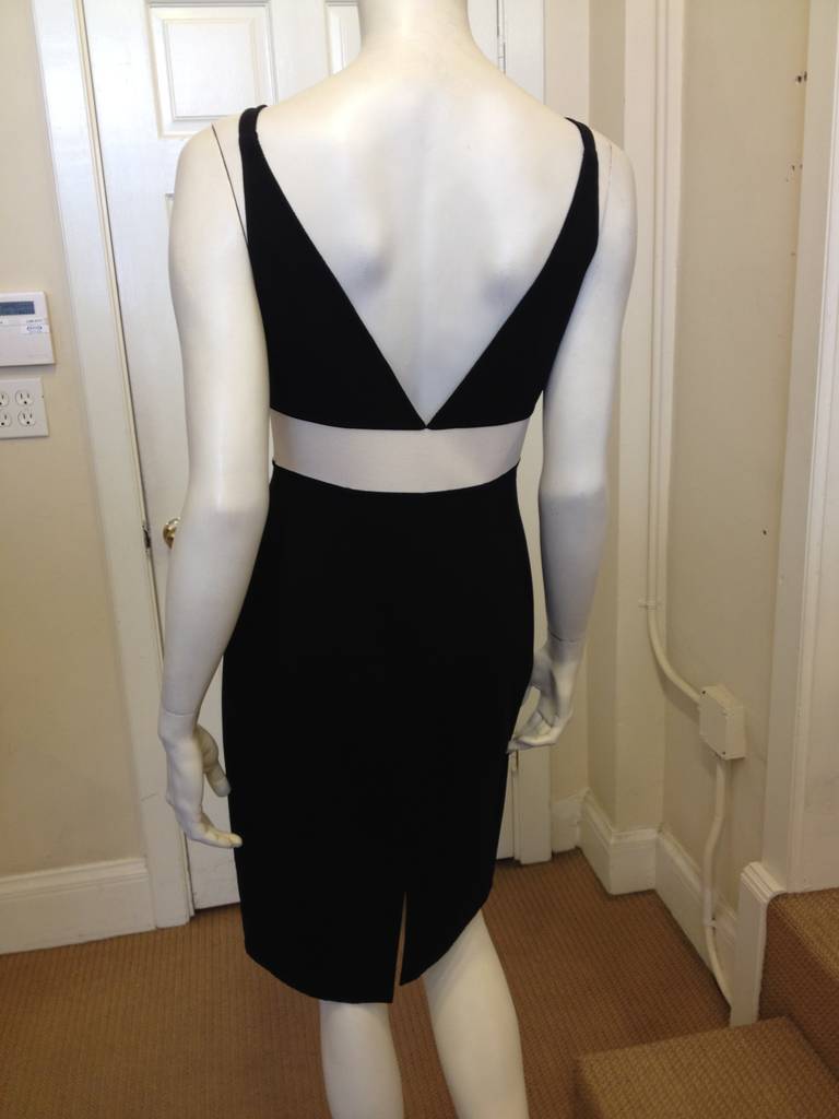 Michael Kors Black Cocktail Dress with White Waistband In New Condition In San Francisco, CA