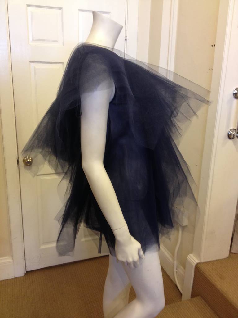 Jil Sander Navy Tulle Top In Excellent Condition In San Francisco, CA