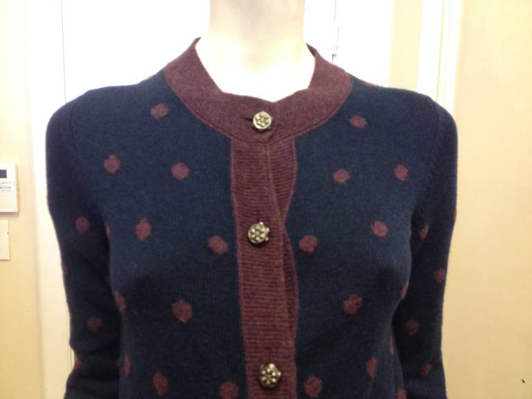 Chanel Blue and Purple Polka Cardigan