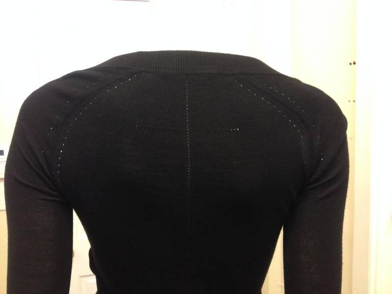 Women's Givenchy Black Scoop Neck Sweater with Gold Buttons