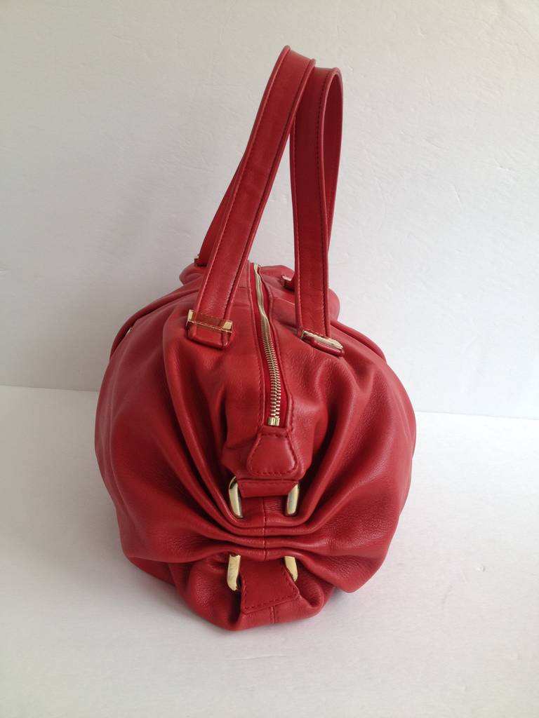 Christian Louboutin Red Leather Satchel In Excellent Condition In San Francisco, CA
