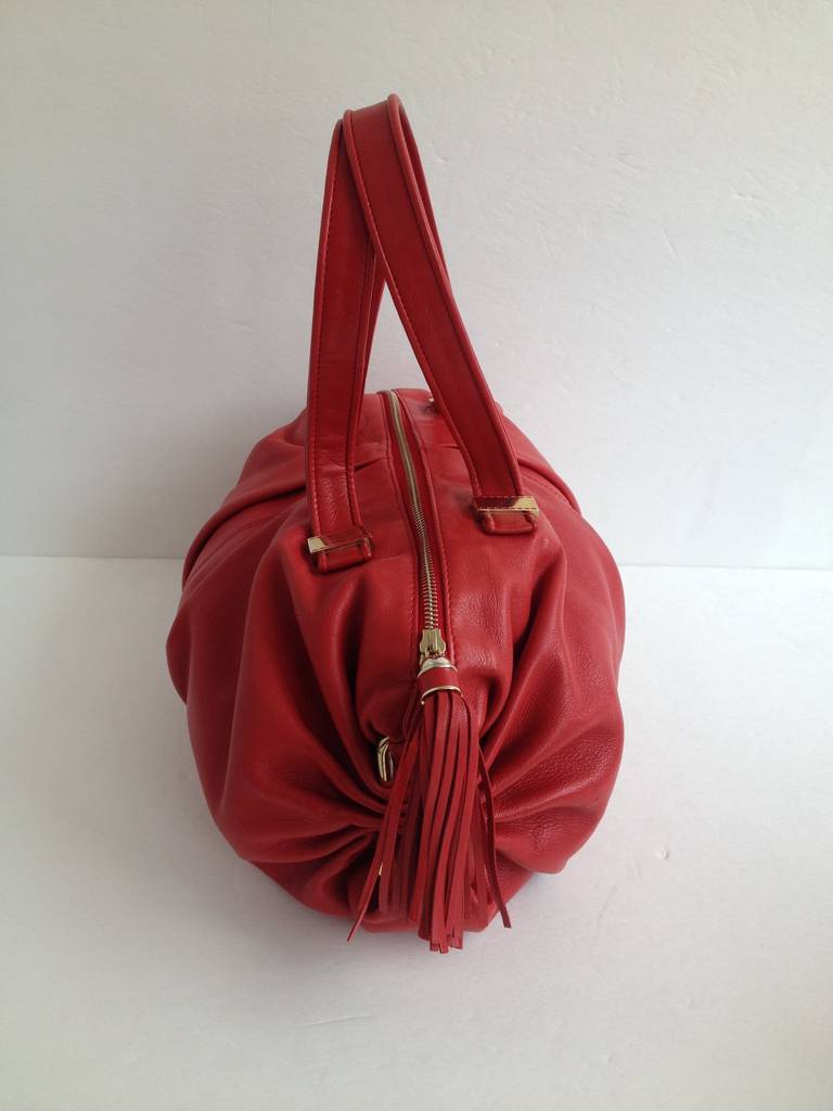 Women's Christian Louboutin Red Leather Satchel