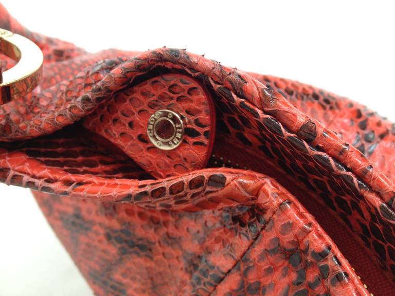 Jimmy Choo Red Snakeskin Purse In New Condition In San Francisco, CA