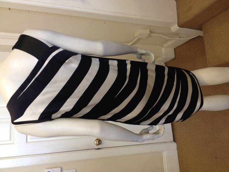 Women's Narciso Rodriguez Black and White Striped Dress