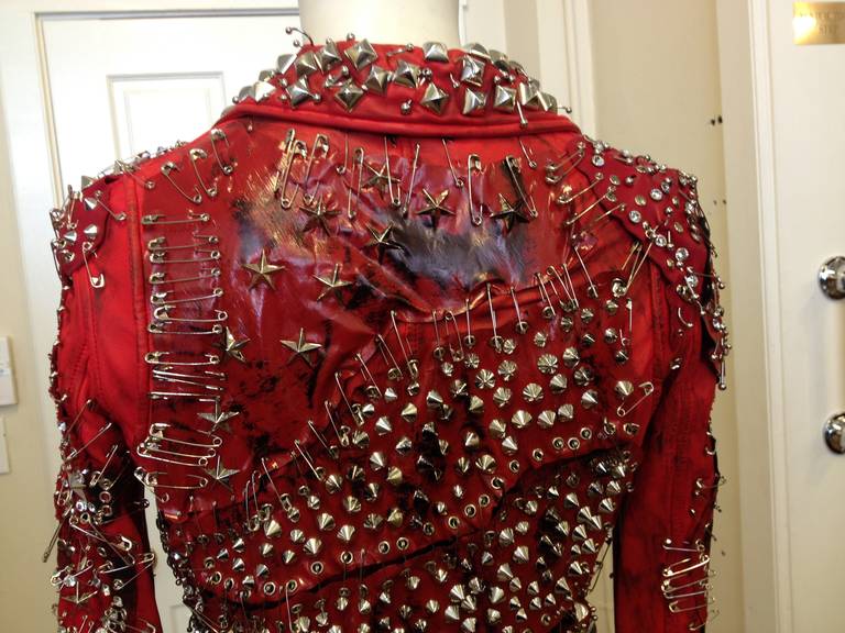 Balmain Red Leather Studded Motorcycle Jacket at 1stDibs | balmain red ...