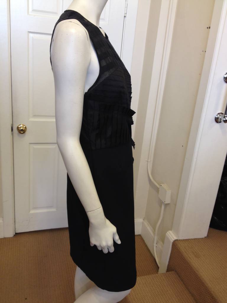 Derek Lam Black Cocktail Dress with Leather and Sheer Panels In Excellent Condition In San Francisco, CA