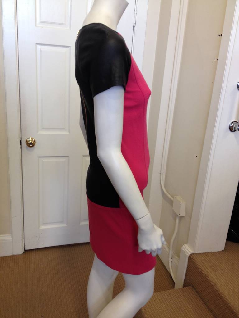 Emilio Pucci Raspberry and Black Mini Dress In Excellent Condition In San Francisco, CA