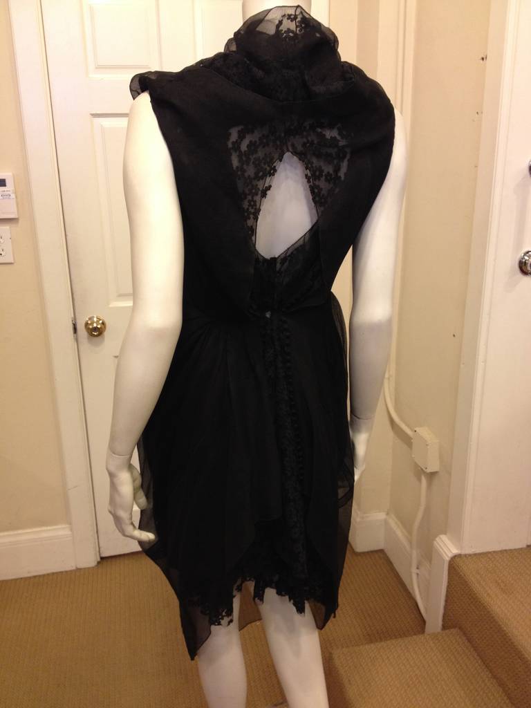 Marc Jacobs Black Lace and Chiffon Layered Dress 1