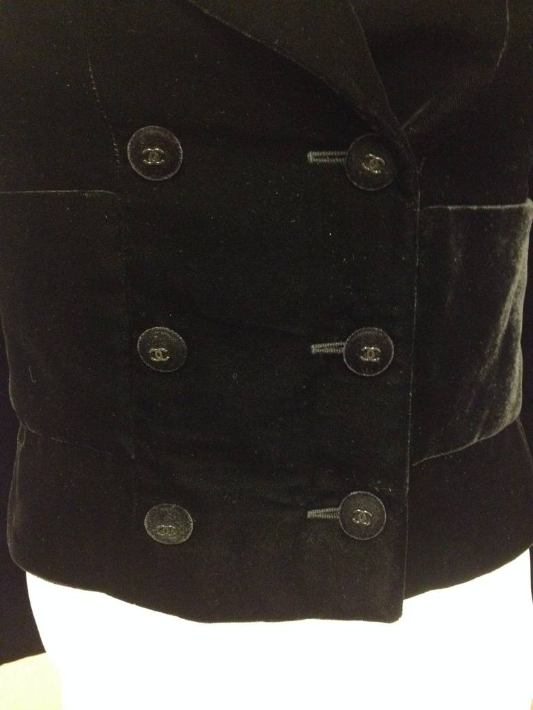 Chanel Black Velvet Cropped Peacoat