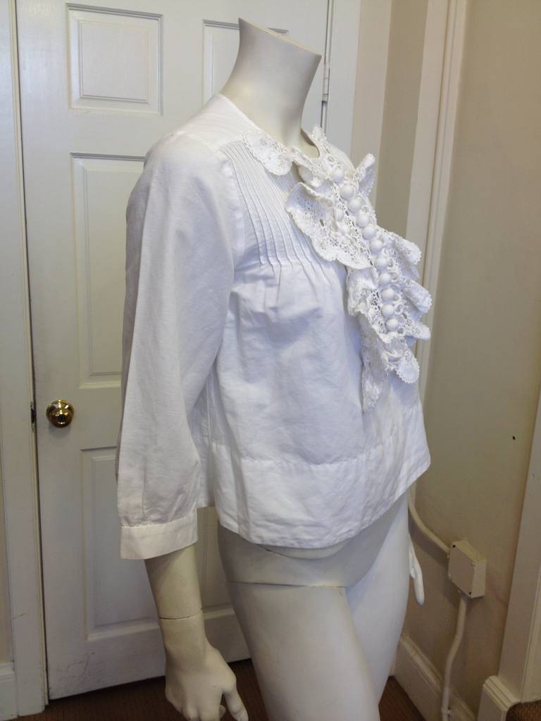 Women's Chloe White Loose Top with Crochet Trim