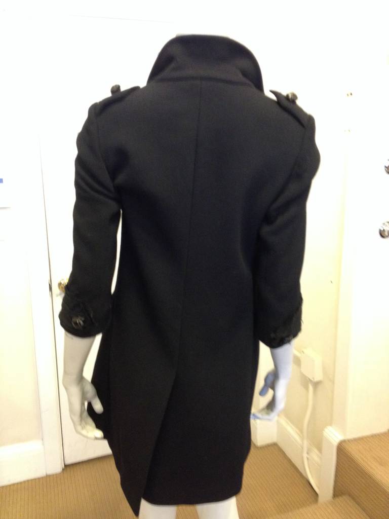 Women's Prada Black Coat with Embroidered Patches