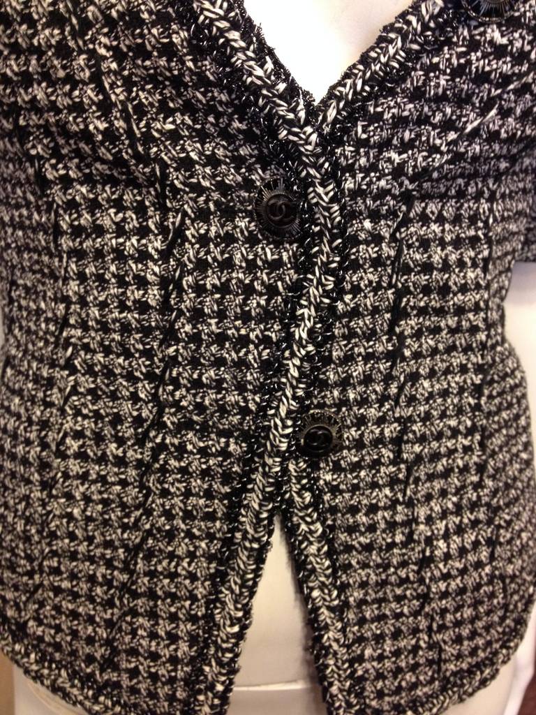 Chanel Black and White Tweed Fitted Jacket