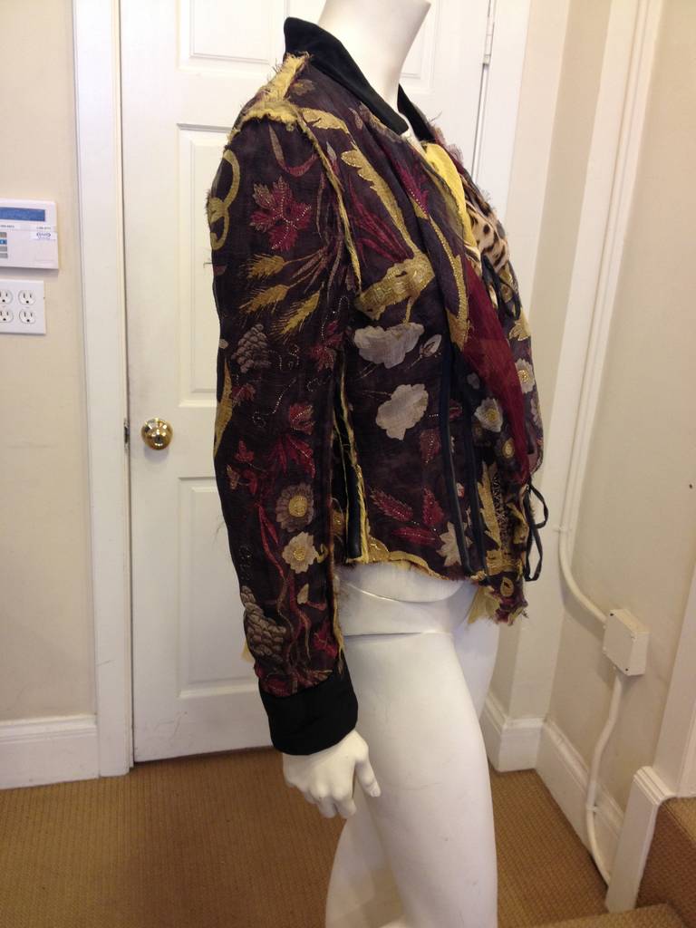 Roberto Cavalli Brown and Chartreuse Chiffon Jacket In Excellent Condition In San Francisco, CA