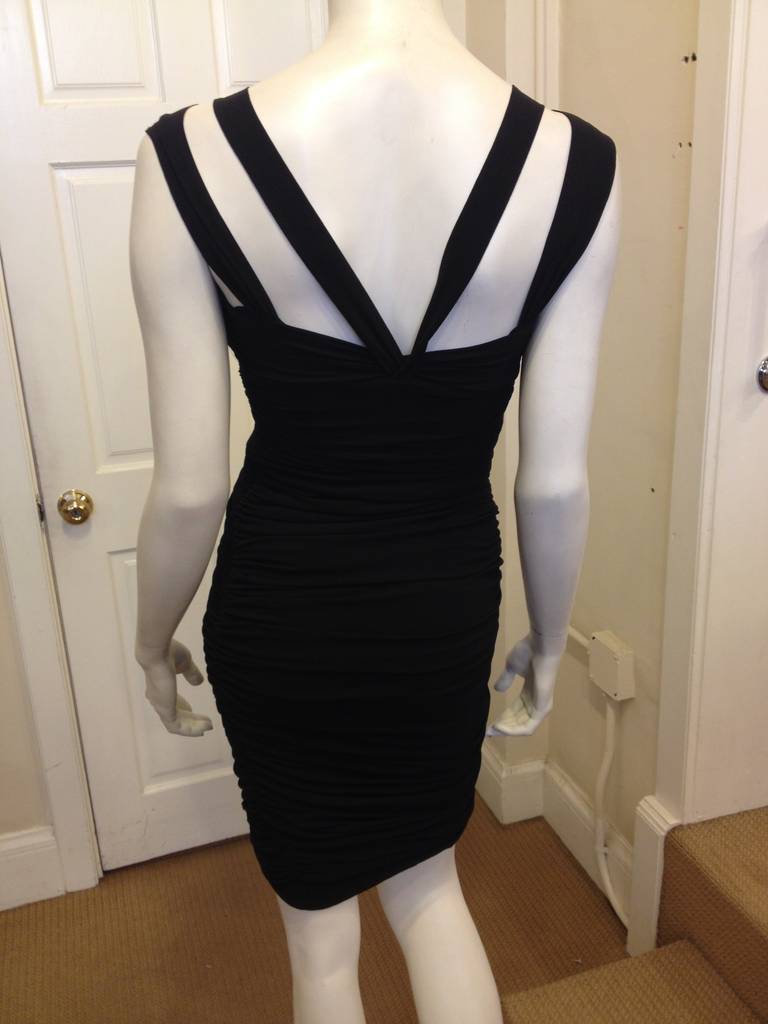 Women's Versace Black Ruched Dress with Scoopneck