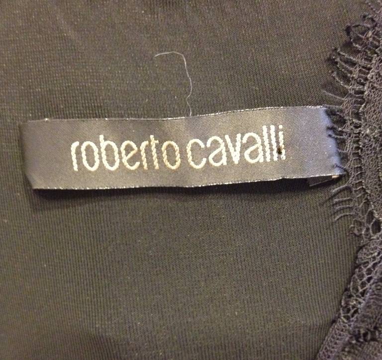 Roberto Cavalli Black Dress with Lace Collar at 1stDibs