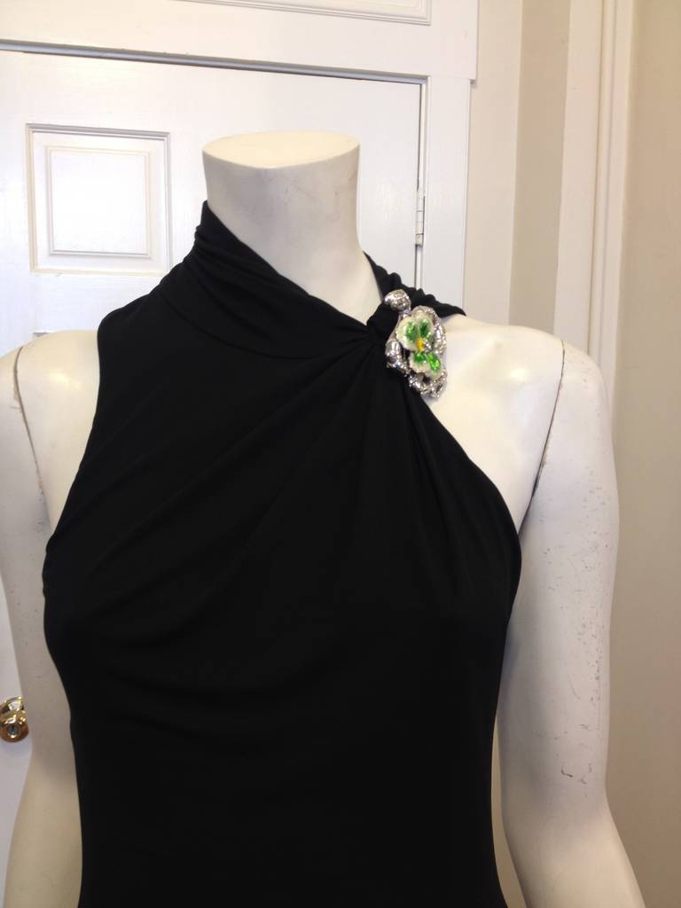 Roberto Cavalli Black Dress with Snake and Flower