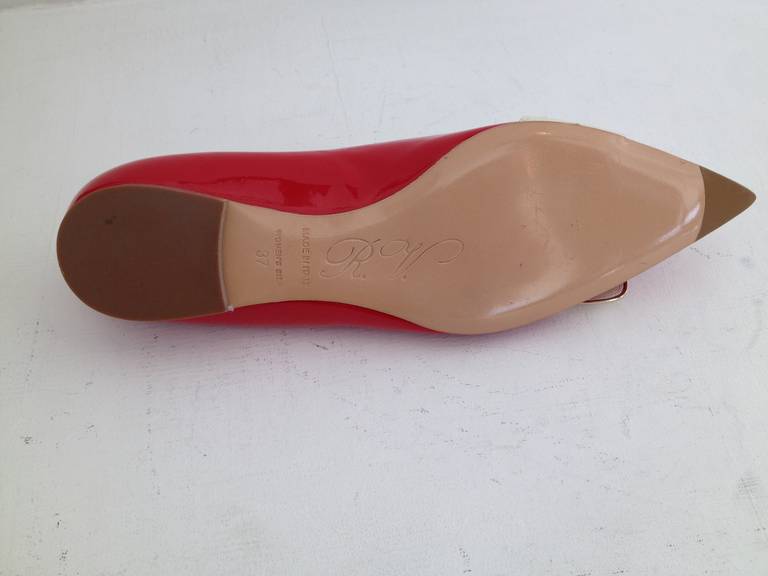 Roger Vivier Red and Cream Patent Flats 1