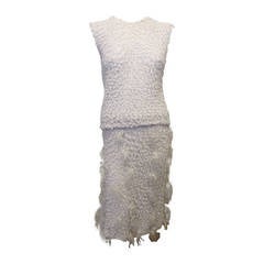 Fendi Cream Knit Suit with Fur Trim