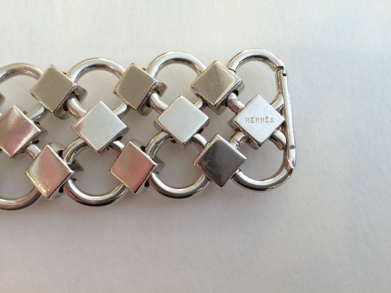 Hermes Silver Pyramid Link Bracelet In Excellent Condition For Sale In San Francisco, CA