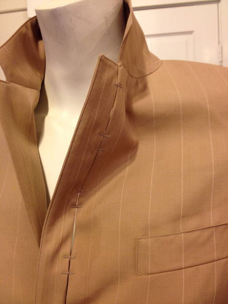 Jean Paul Gaultier Tan Pinstriped Suit In Excellent Condition In San Francisco, CA