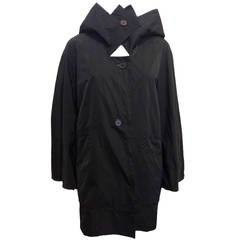 Stella McCartney Black Hooded Nylon Coat