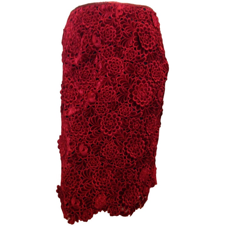 Marc Jacobs Red Flower Applique Skirt at 1stDibs