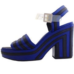 Chanel Black and Blue Platform Sandal