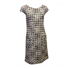 Chanel Black and White Tweed Dress with Camellia