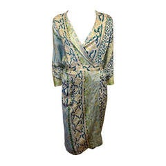 Roberto Cavalli Green Printed Satin Robe