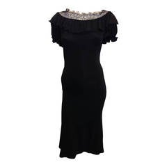 Roberto Cavalli Black Dress with Lace Collar
