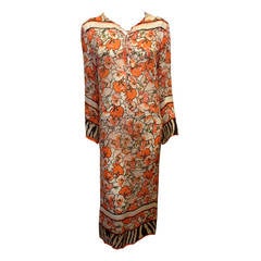 Roberto Cavalli Orange and Cream Poppy Kaftan