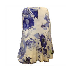 Roberto Cavalli Blue and White Floral Skirt