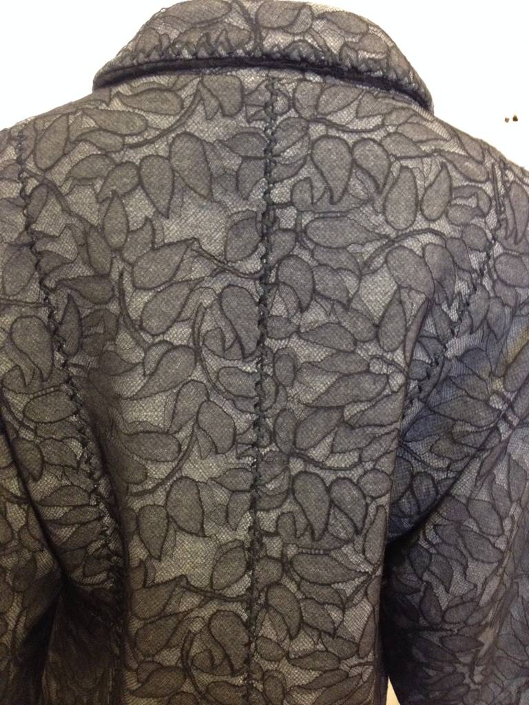 Andrew Gn Grey Wool Coat with Black Lace Overlay 1