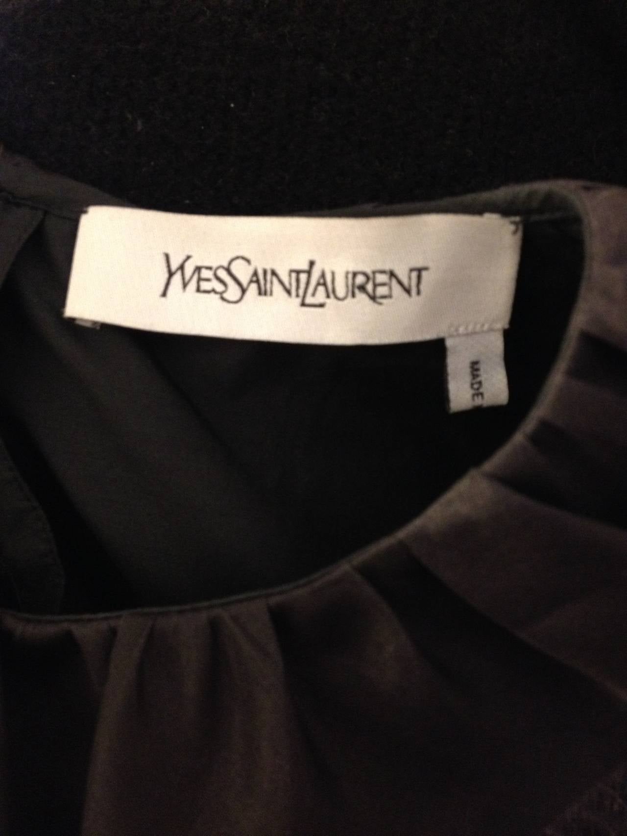 Women's Yves Saint Laurent Black Sleeveless Top with Ruffle