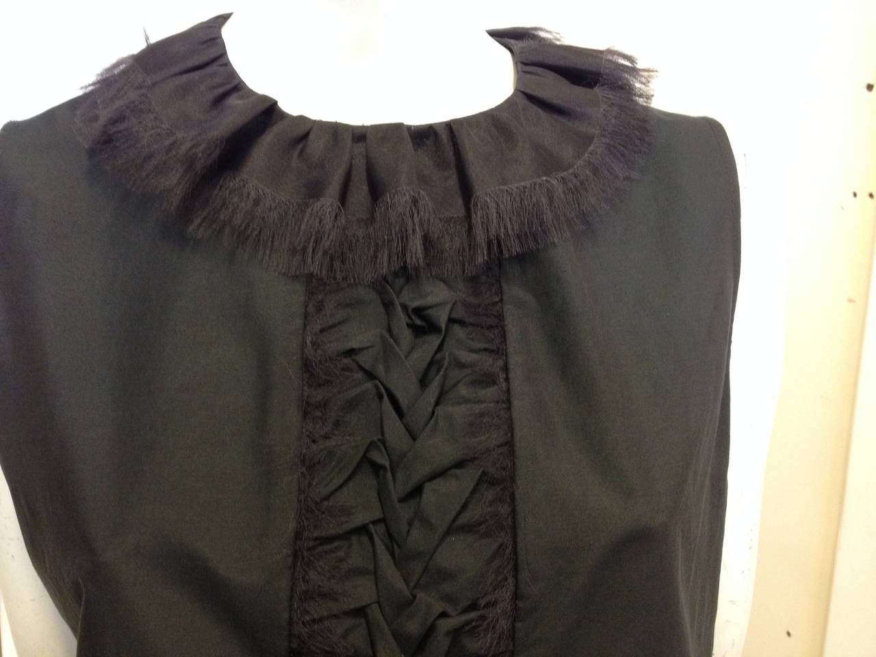 Yves Saint Laurent Black Sleeveless Top with Ruffle 1