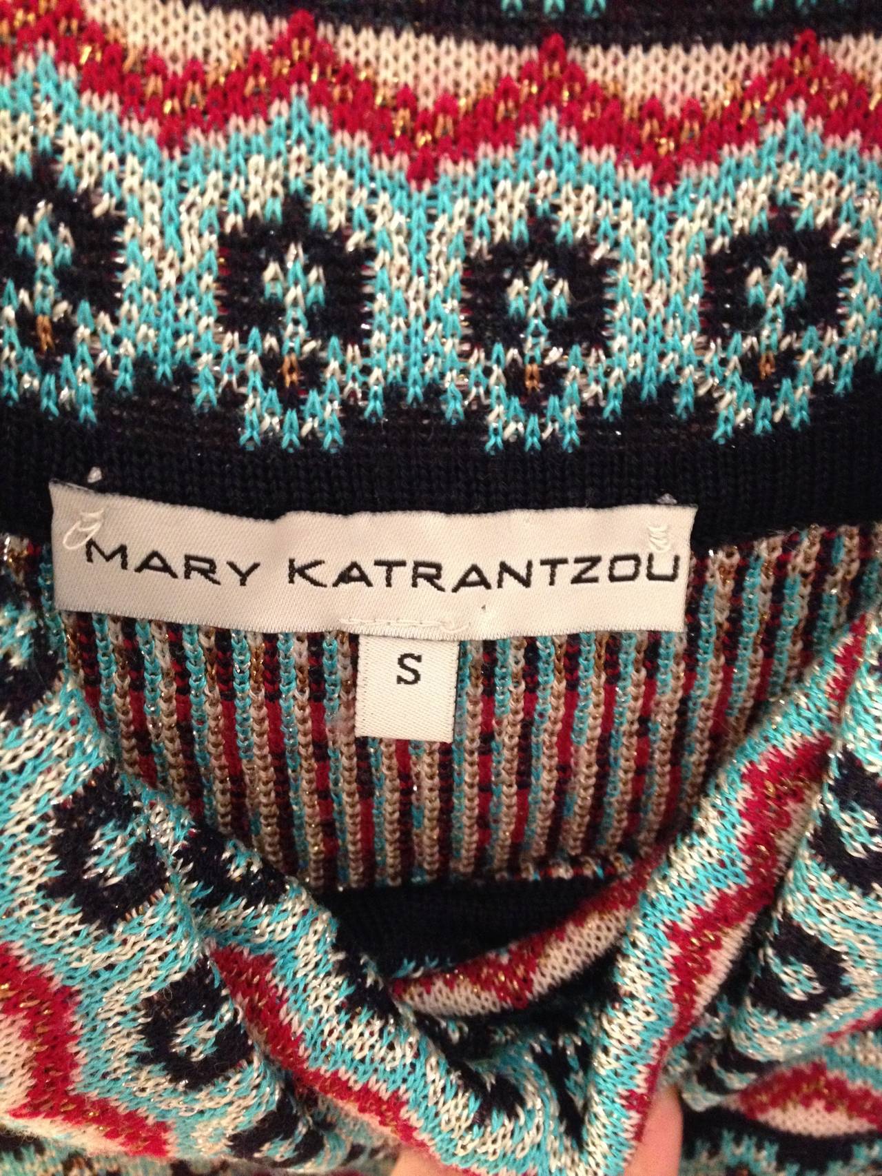Mary Katrantzou Teal and Tan Knit Dress 4