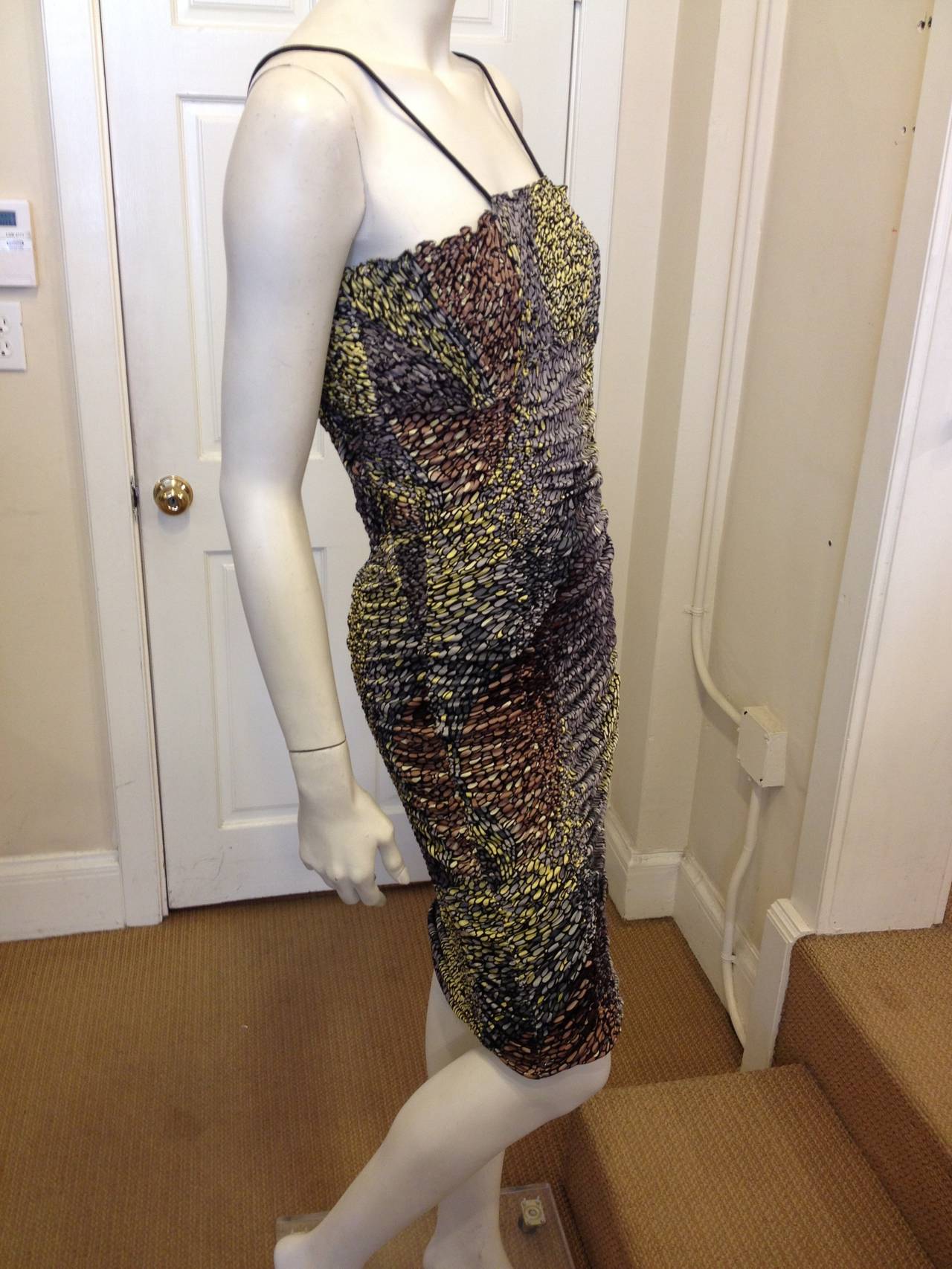 Black MIssoni Grey and Yellow Ruched Dress
