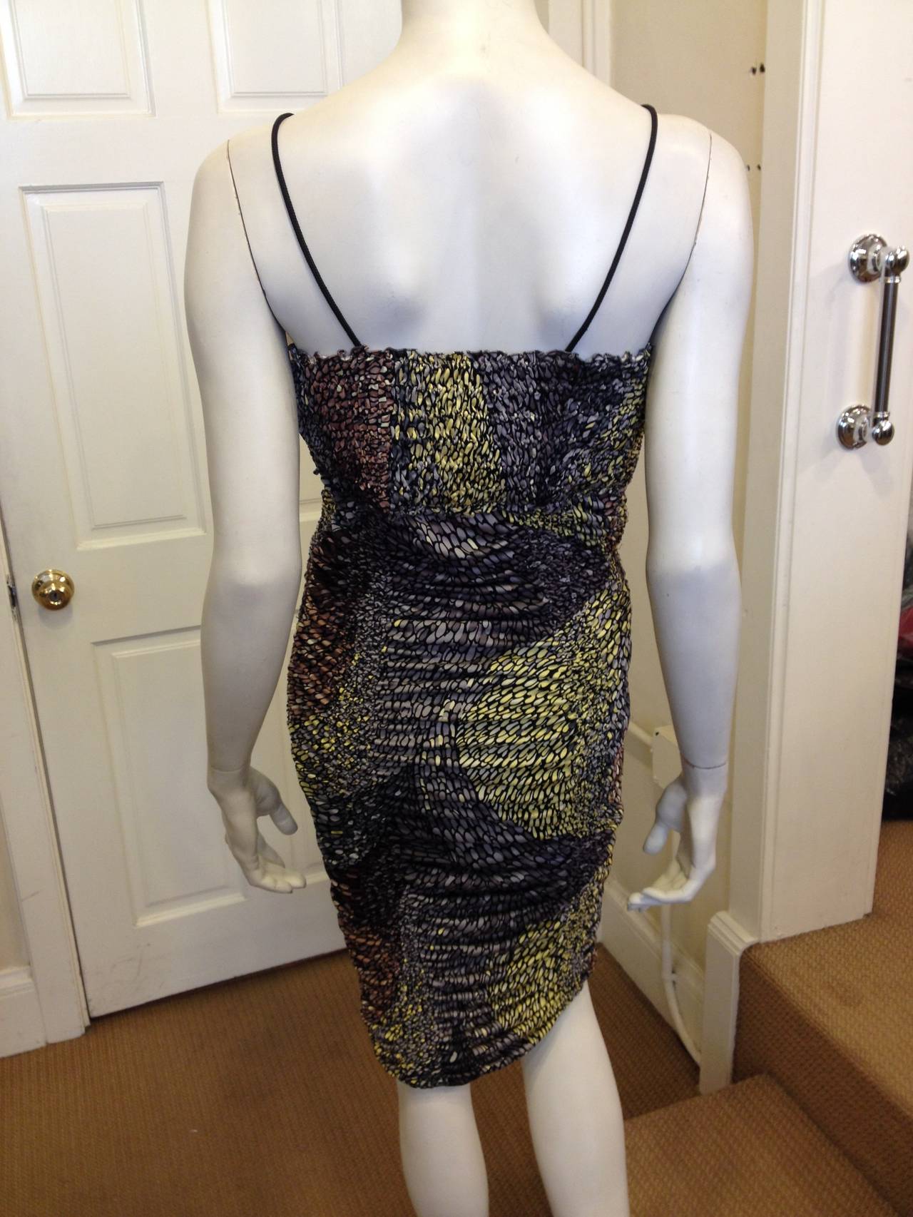 MIssoni Grey and Yellow Ruched Dress In Excellent Condition In San Francisco, CA