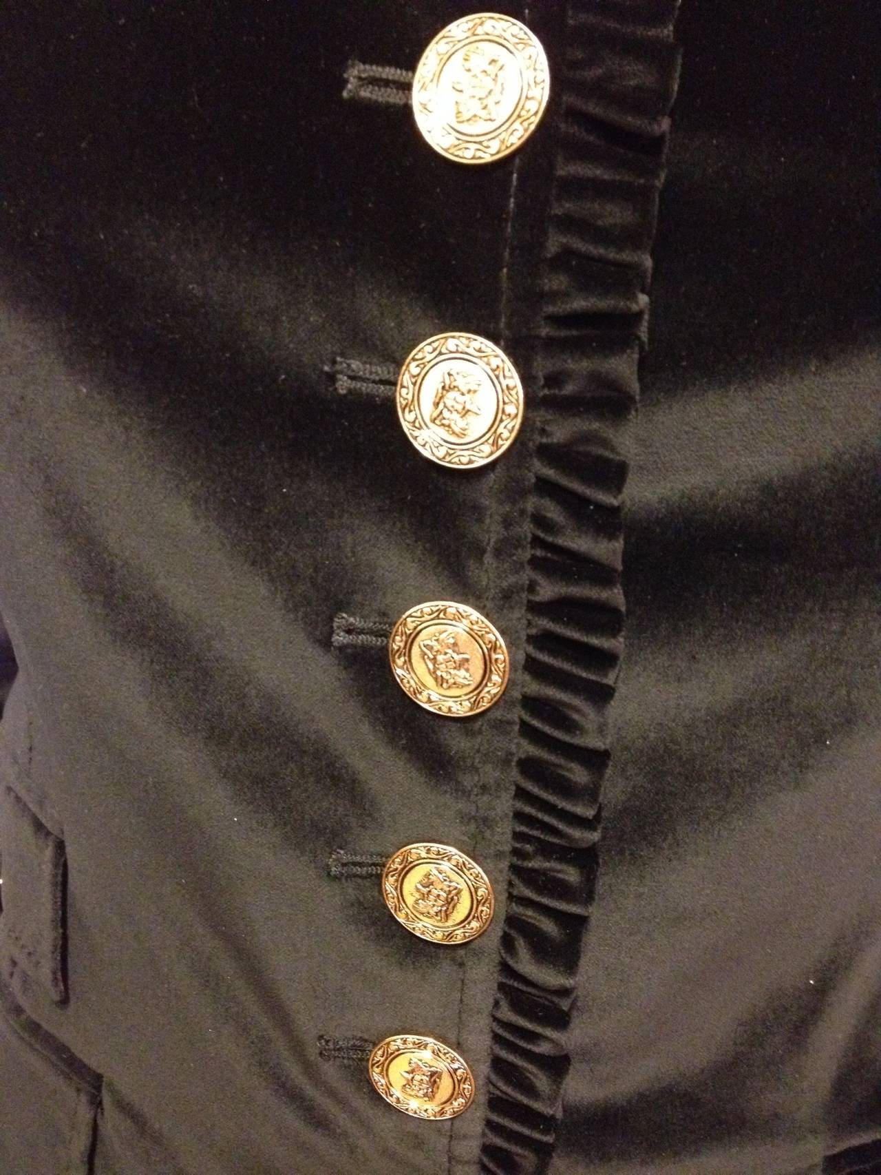 Dolce and Gabbana Black Velvet Coat with Gold Buttons at 1stDibs