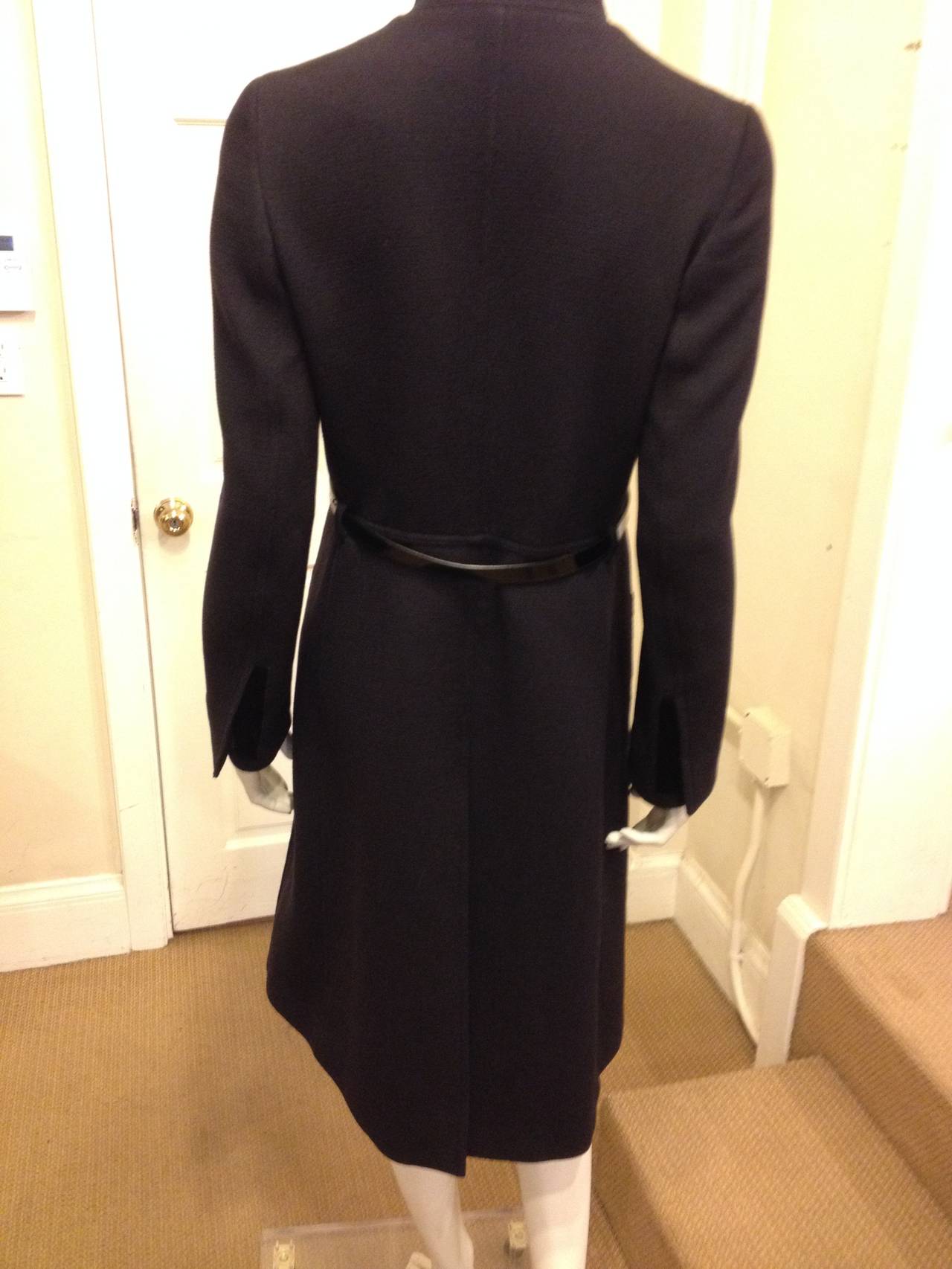 Women's Prada Black Coat with Patent Belt